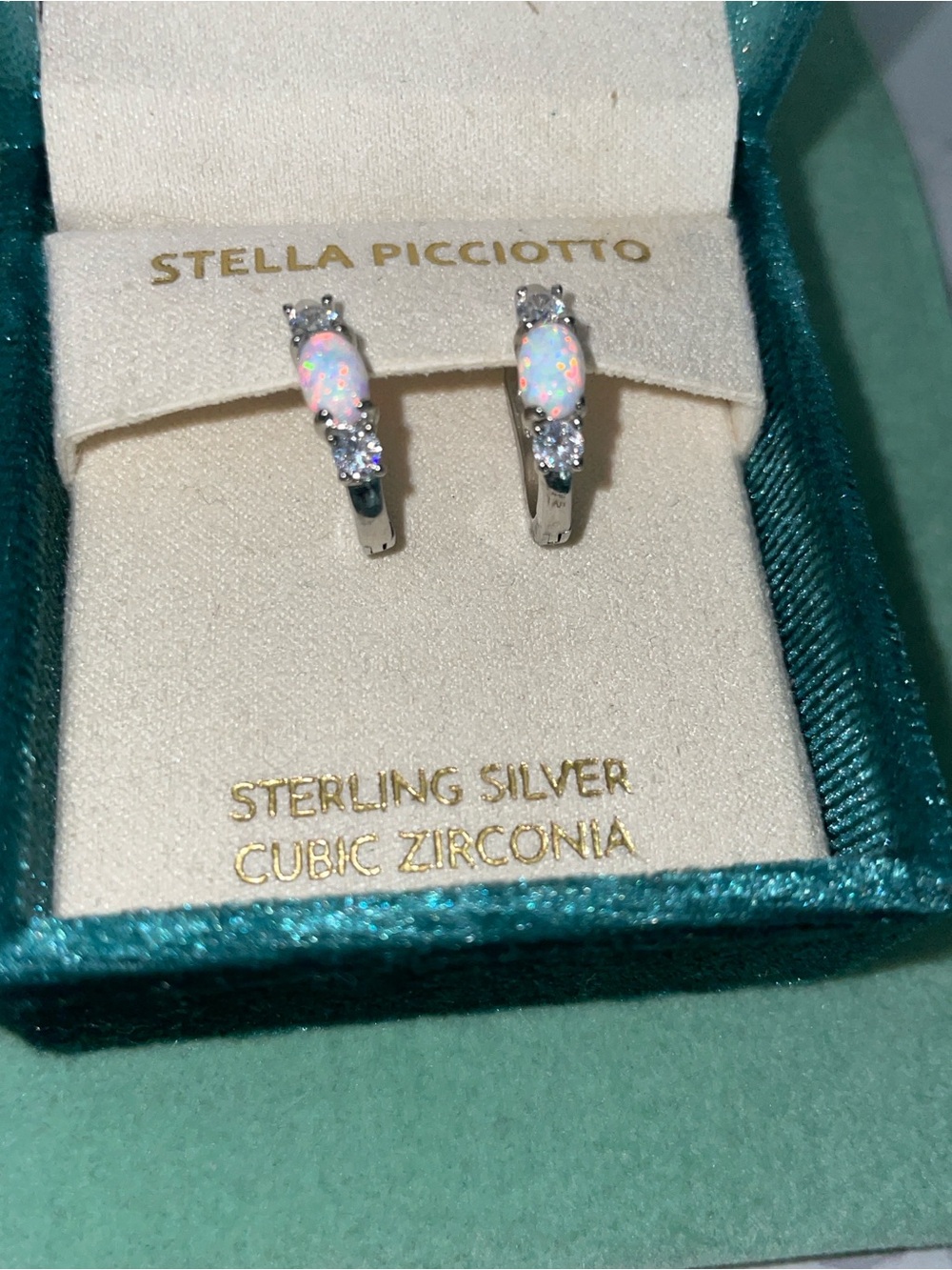 Stella Picciotto Sterling Silver Opal Hoop Earrings - White Opal